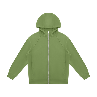 Unisex Raglan Full Zip Hoodie in avocado green