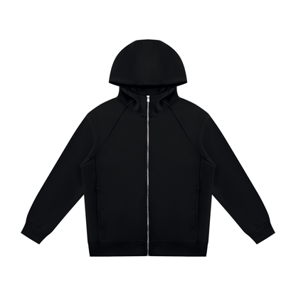 Unisex Raglan Full Zip Hoodie in black