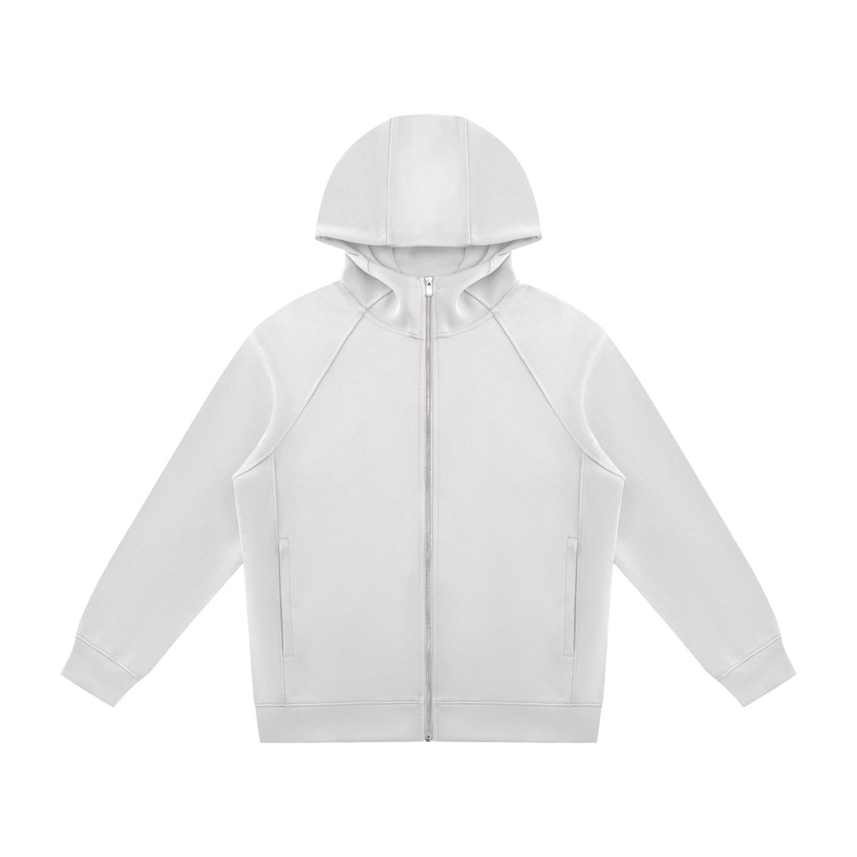 Unisex Raglan Full Zip Hoodie in light gray