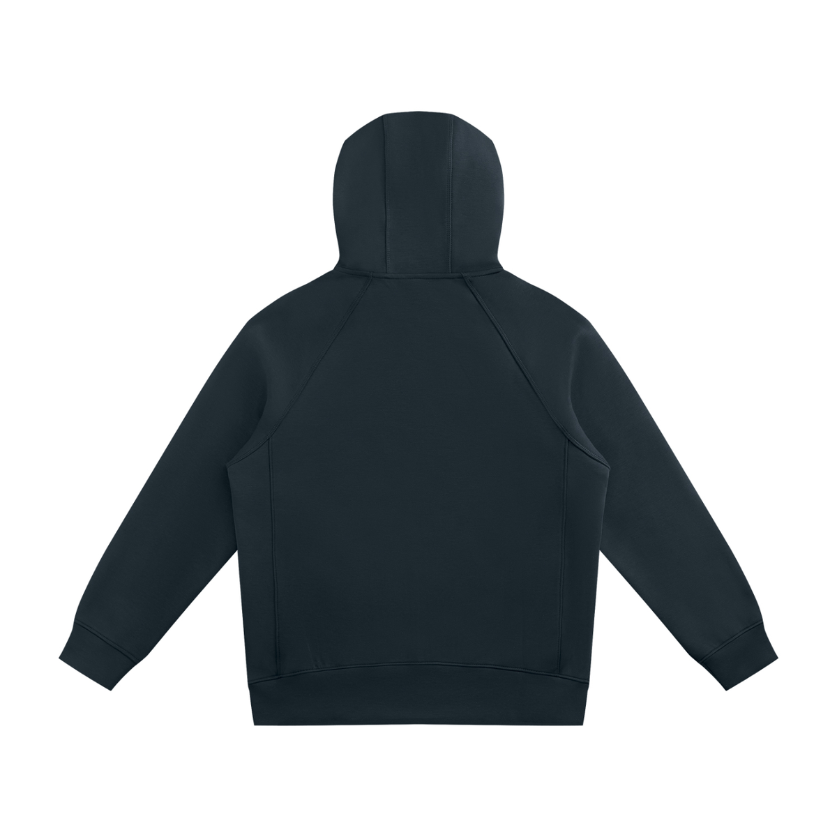 Unisex Raglan Full Zip Hoodie in navy blue, alternate angle