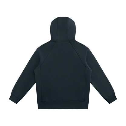 Unisex Raglan Full Zip Hoodie in navy blue, alternate angle