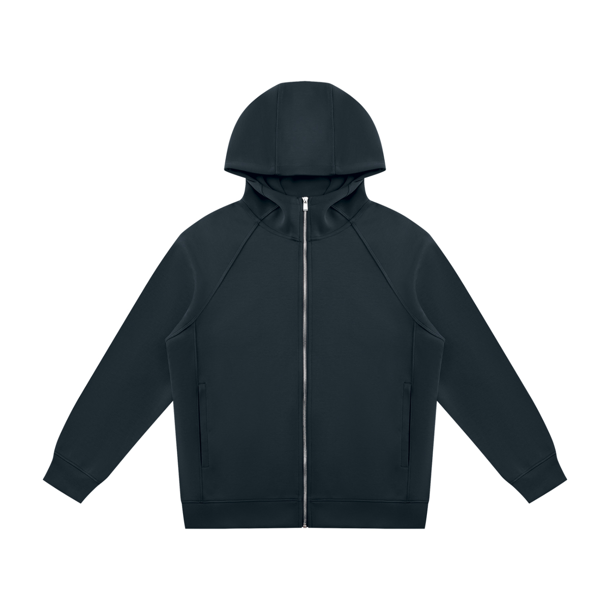 Unisex Raglan Full Zip Hoodie in navy blue
