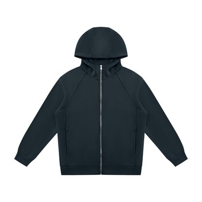 Unisex Raglan Full Zip Hoodie in navy blue