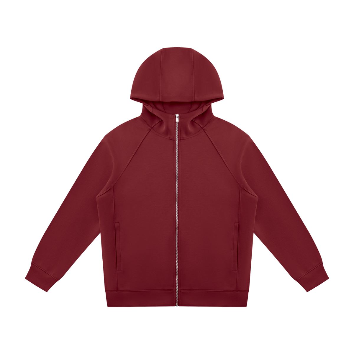 Unisex Raglan Full Zip Hoodie in wine red