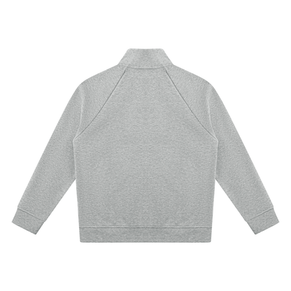 Unisex Raglan Stand Collar Full Zip Track Jacket in flower gray, alternate angle