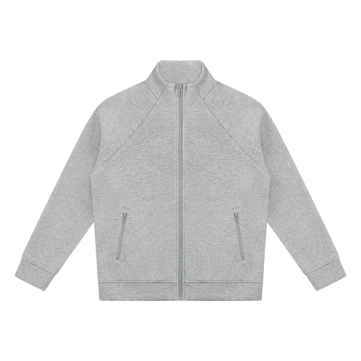 Unisex Raglan Stand Collar Full Zip Track Jacket in flower gray