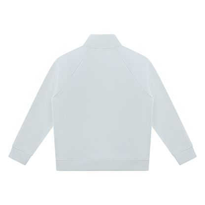 Unisex Raglan Stand Collar Full Zip Track Jacket in light blue, alternate angle