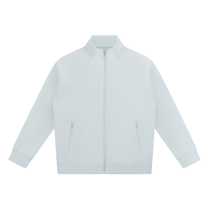 Unisex Raglan Stand Collar Full Zip Track Jacket in light blue