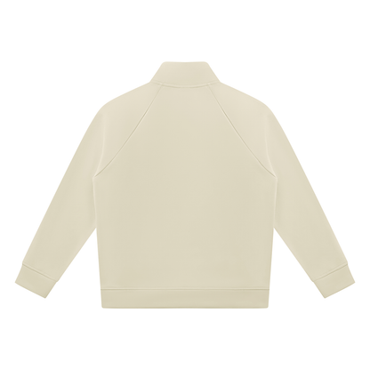 Unisex Raglan Stand Collar Full Zip Track Jacket in light camel, alternate angle