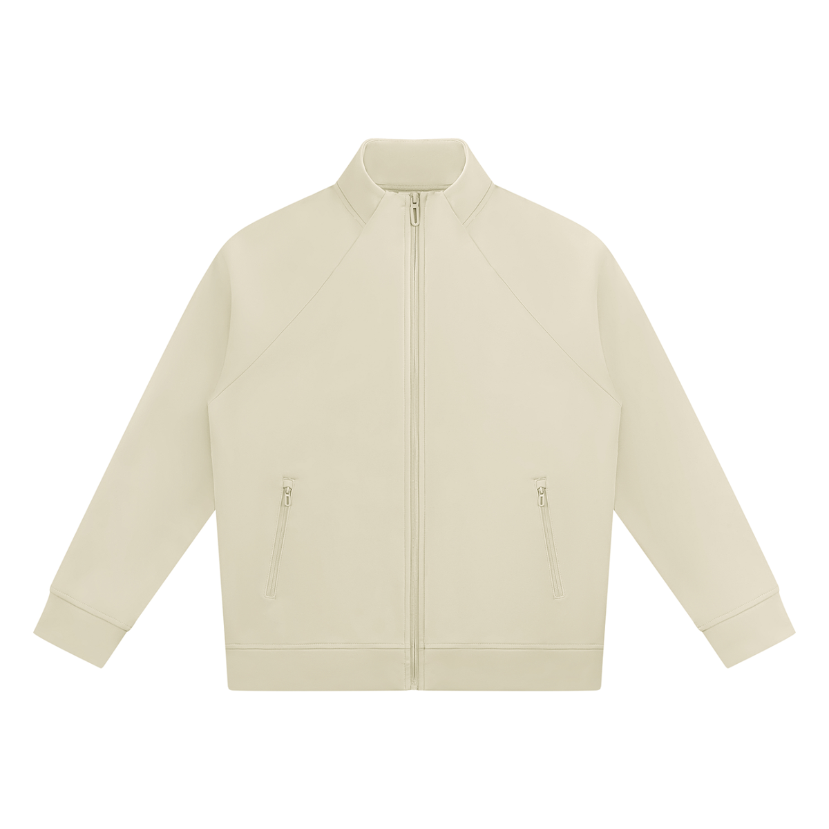 Unisex Raglan Stand Collar Full Zip Track Jacket in light camel