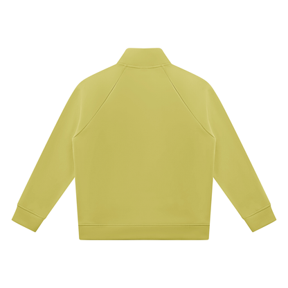 Unisex Raglan Stand Collar Full Zip Track Jacket in lime yellow, alternate angle