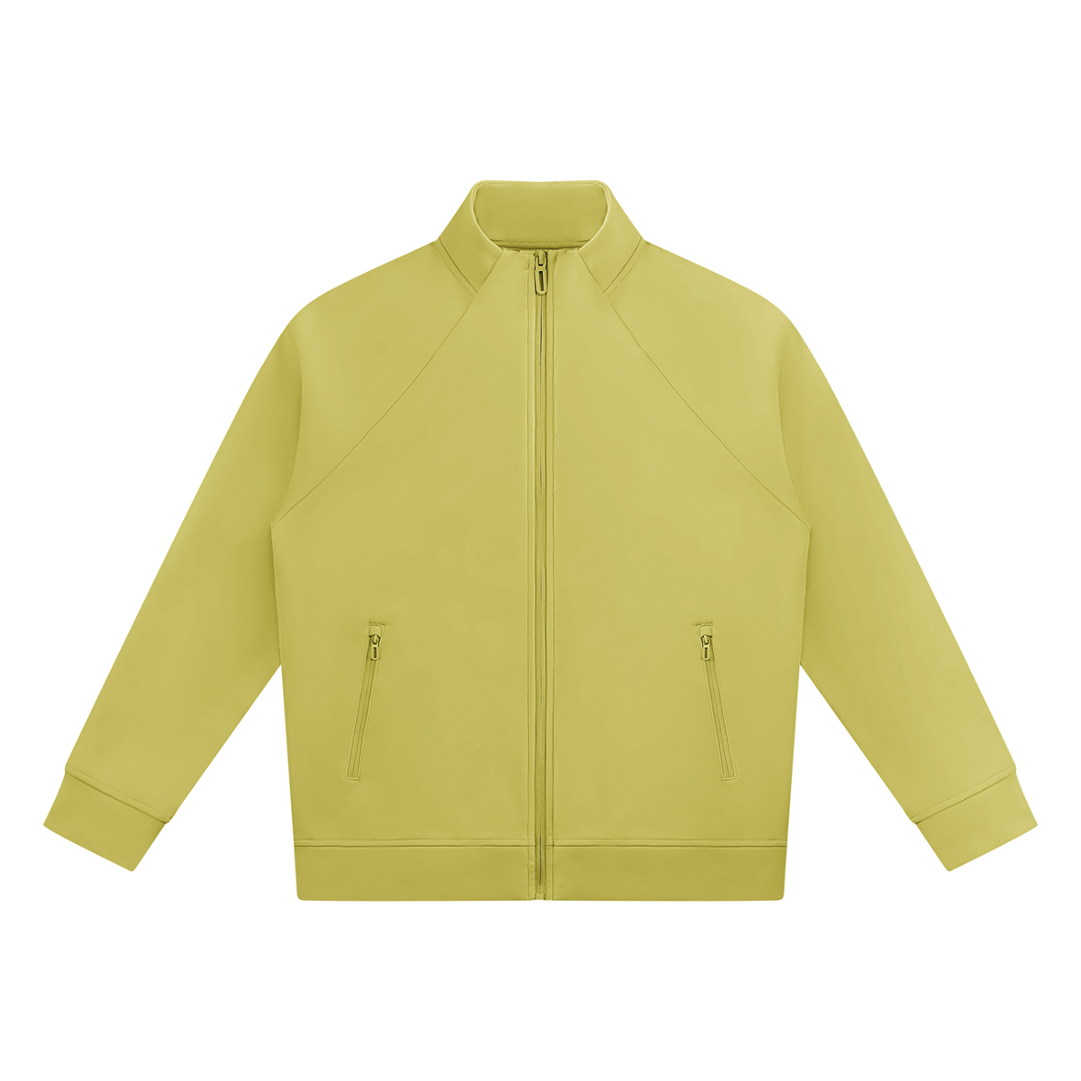 Unisex Raglan Stand Collar Full Zip Track Jacket in lime yellow