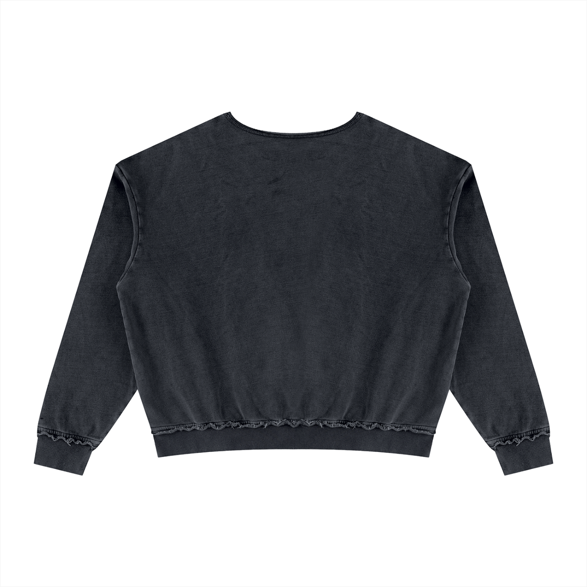 Unisex Raw Edge Crewneck Sweatshirt in black, alternate angle