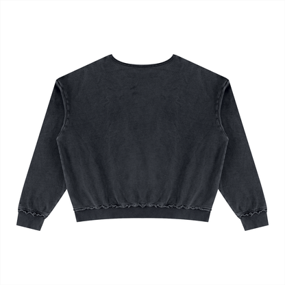 Unisex Raw Edge Crewneck Sweatshirt in black, alternate angle