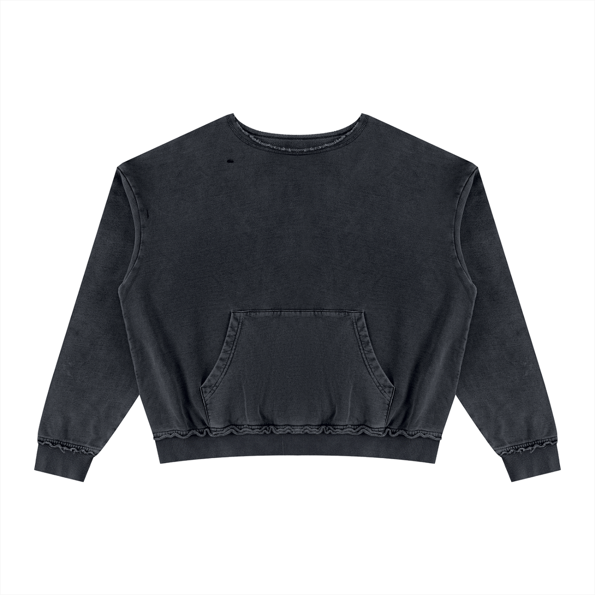 Unisex Raw Edge Crewneck Sweatshirt in black