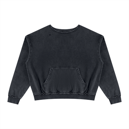 Unisex Raw Edge Crewneck Sweatshirt in black