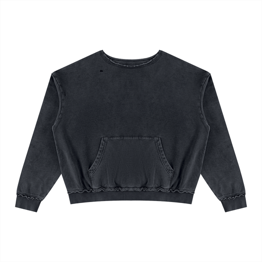 Unisex Raw Edge Crewneck Sweatshirt in black