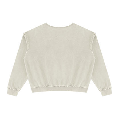 Unisex Raw Edge Crewneck Sweatshirt in khaki green, alternate angle