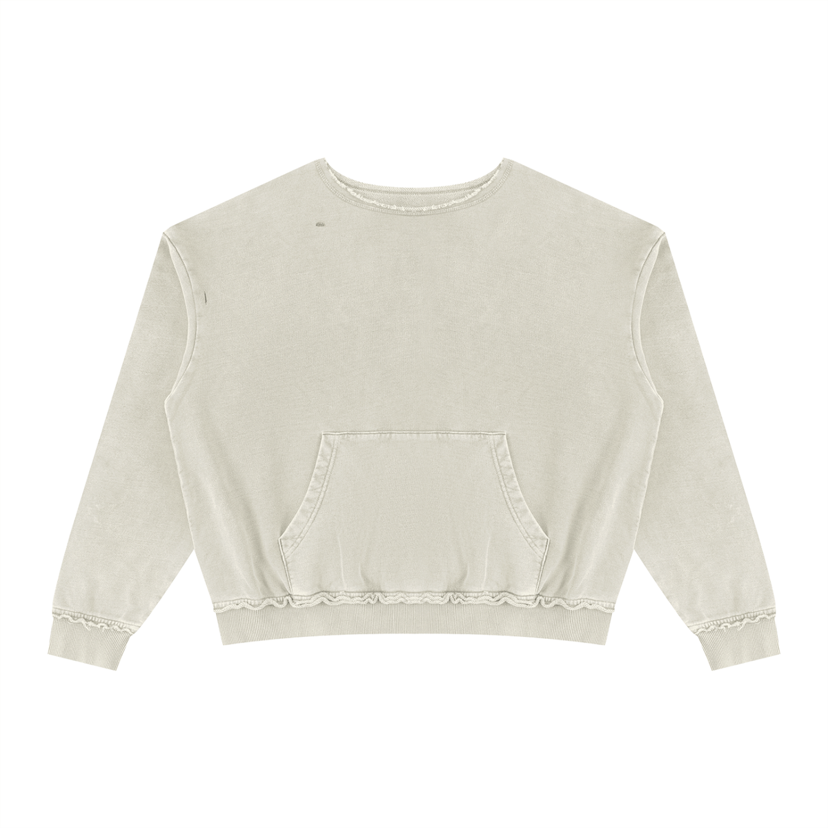 Unisex Raw Edge Crewneck Sweatshirt in khaki green