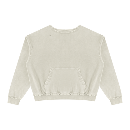 Unisex Raw Edge Crewneck Sweatshirt in khaki green