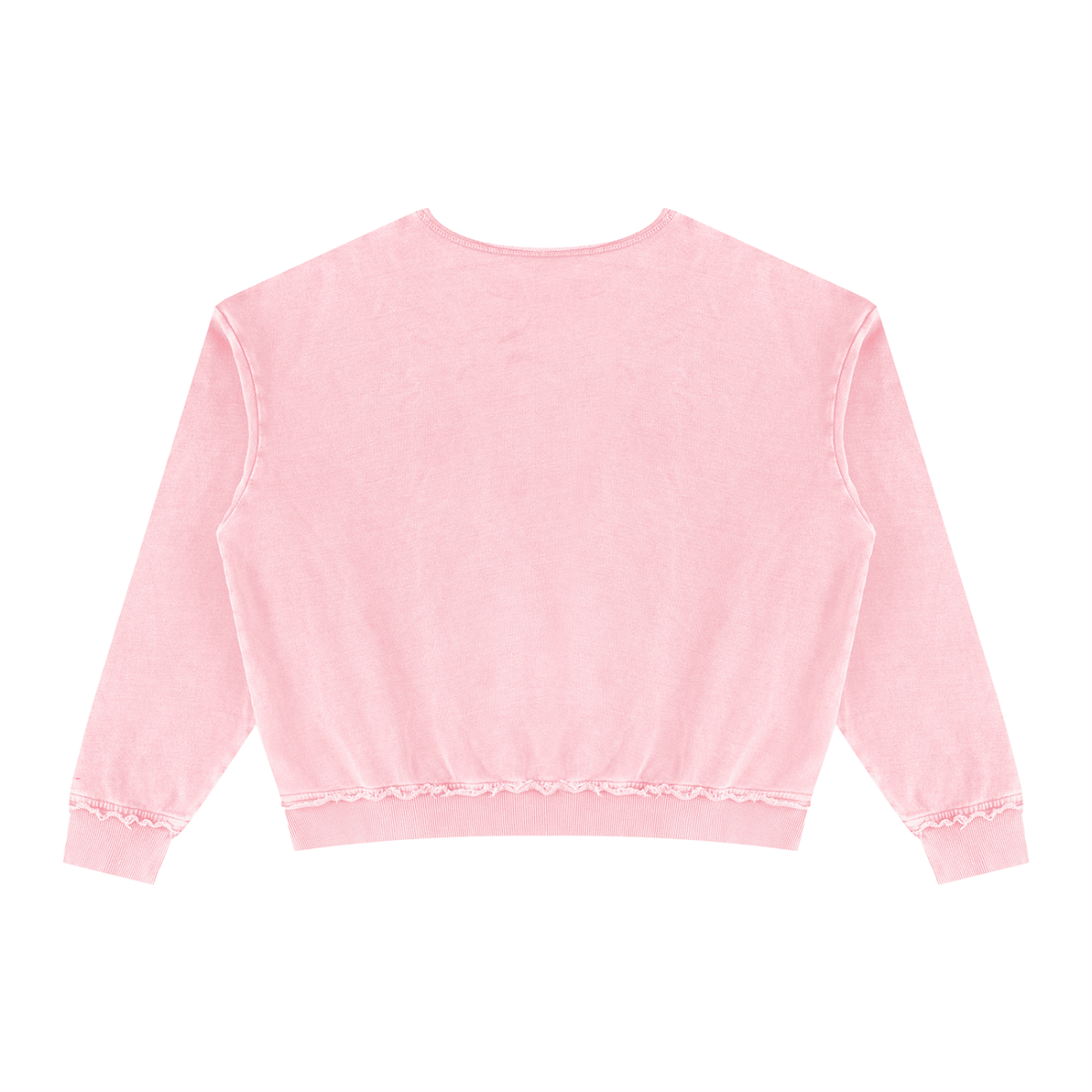 Unisex Raw Edge Crewneck Sweatshirt in pink, alternate angle
