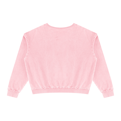 Unisex Raw Edge Crewneck Sweatshirt in pink, alternate angle