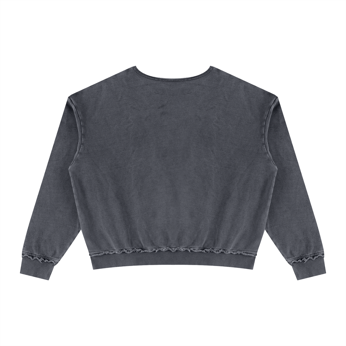 Unisex Raw Edge Crewneck Sweatshirt in washed gray, alternate angle