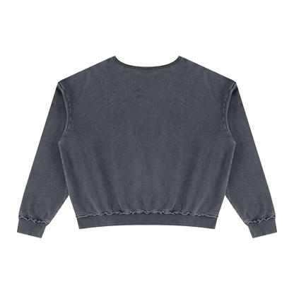 Unisex Raw Edge Crewneck Sweatshirt in washed gray, alternate angle
