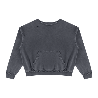 Unisex Raw Edge Crewneck Sweatshirt in washed gray