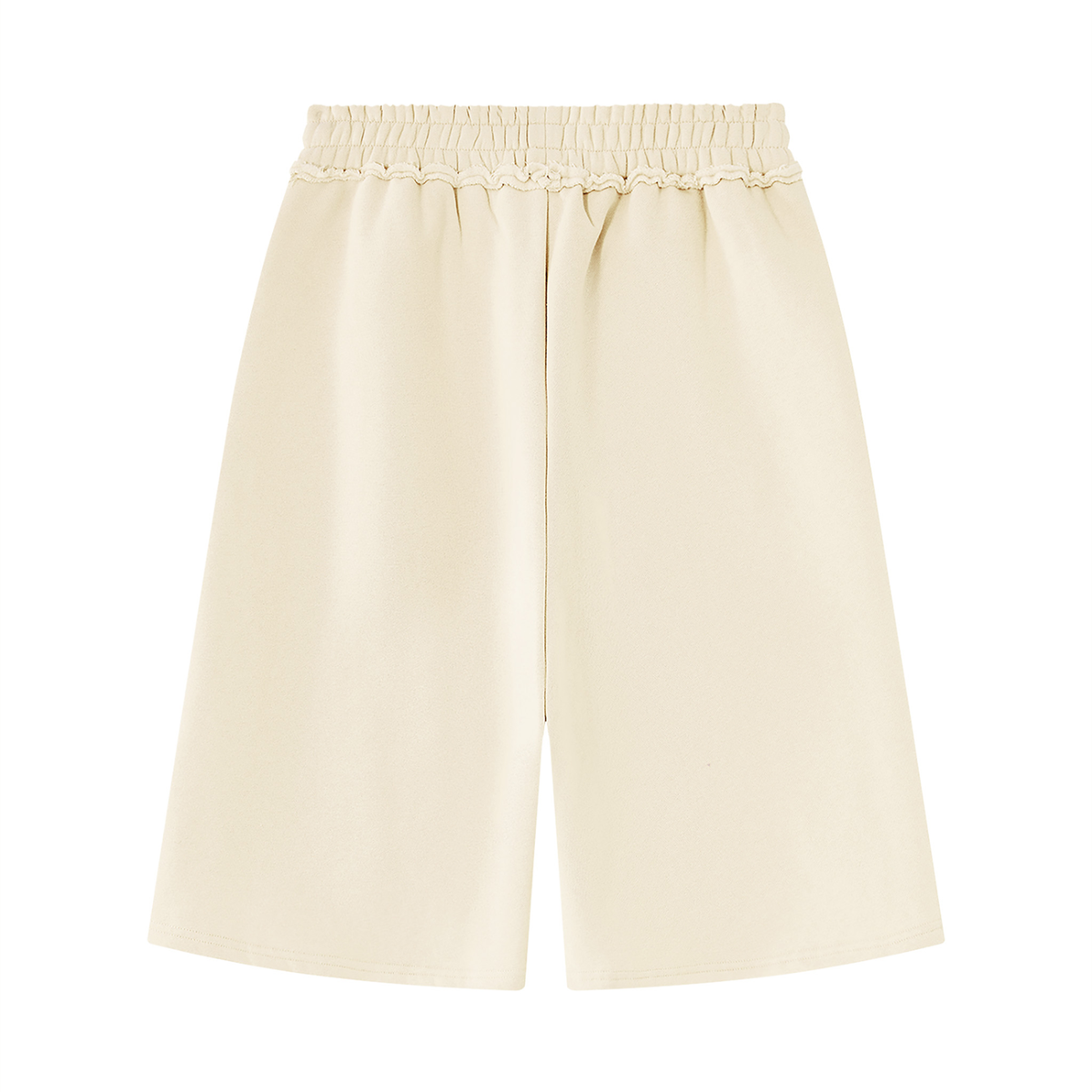 Unisex Raw Edge Fleece Shorts in apricot, alternate angle