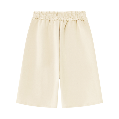 Unisex Raw Edge Fleece Shorts in apricot, alternate angle