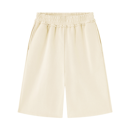 Unisex Raw Edge Fleece Shorts in apricot