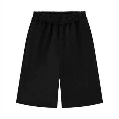 Unisex Raw Edge Fleece Shorts in black