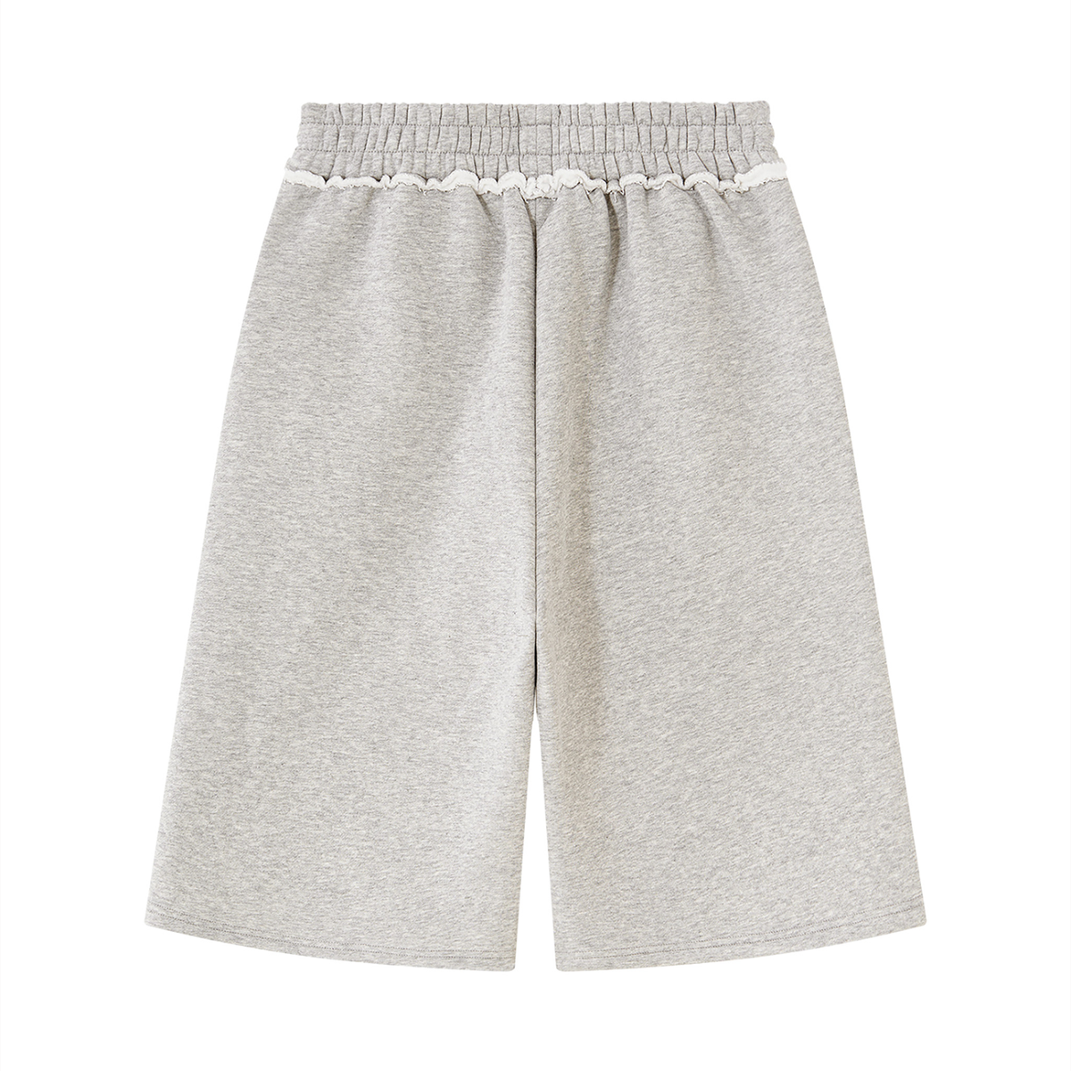 Unisex Raw Edge Fleece Shorts in flower gray, alternate angle