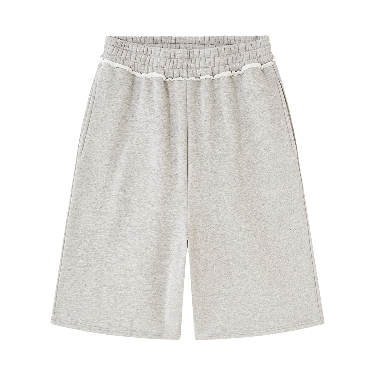 Unisex Raw Edge Fleece Shorts in flower gray