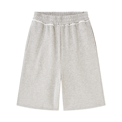 Unisex Raw Edge Fleece Shorts in flower gray