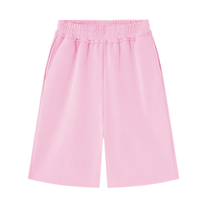 Unisex Raw Edge Fleece Shorts in pink