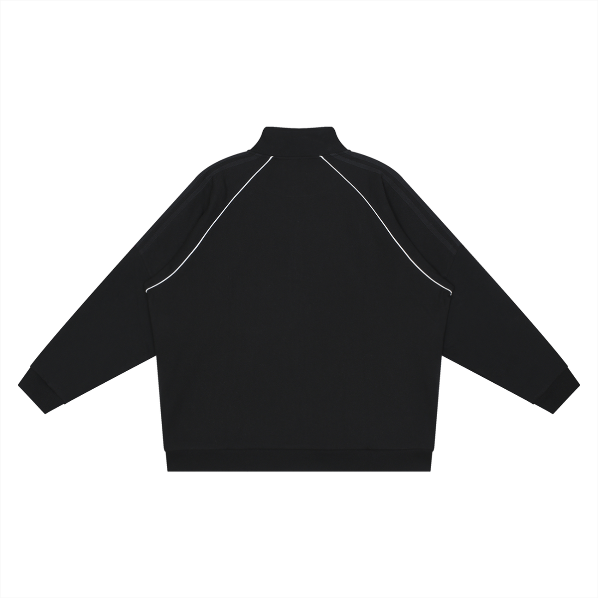 Unisex Reflection Striped Raglan Sleeve Jacket in black, alternate angle