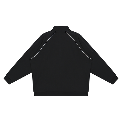 Unisex Reflection Striped Raglan Sleeve Jacket in black, alternate angle