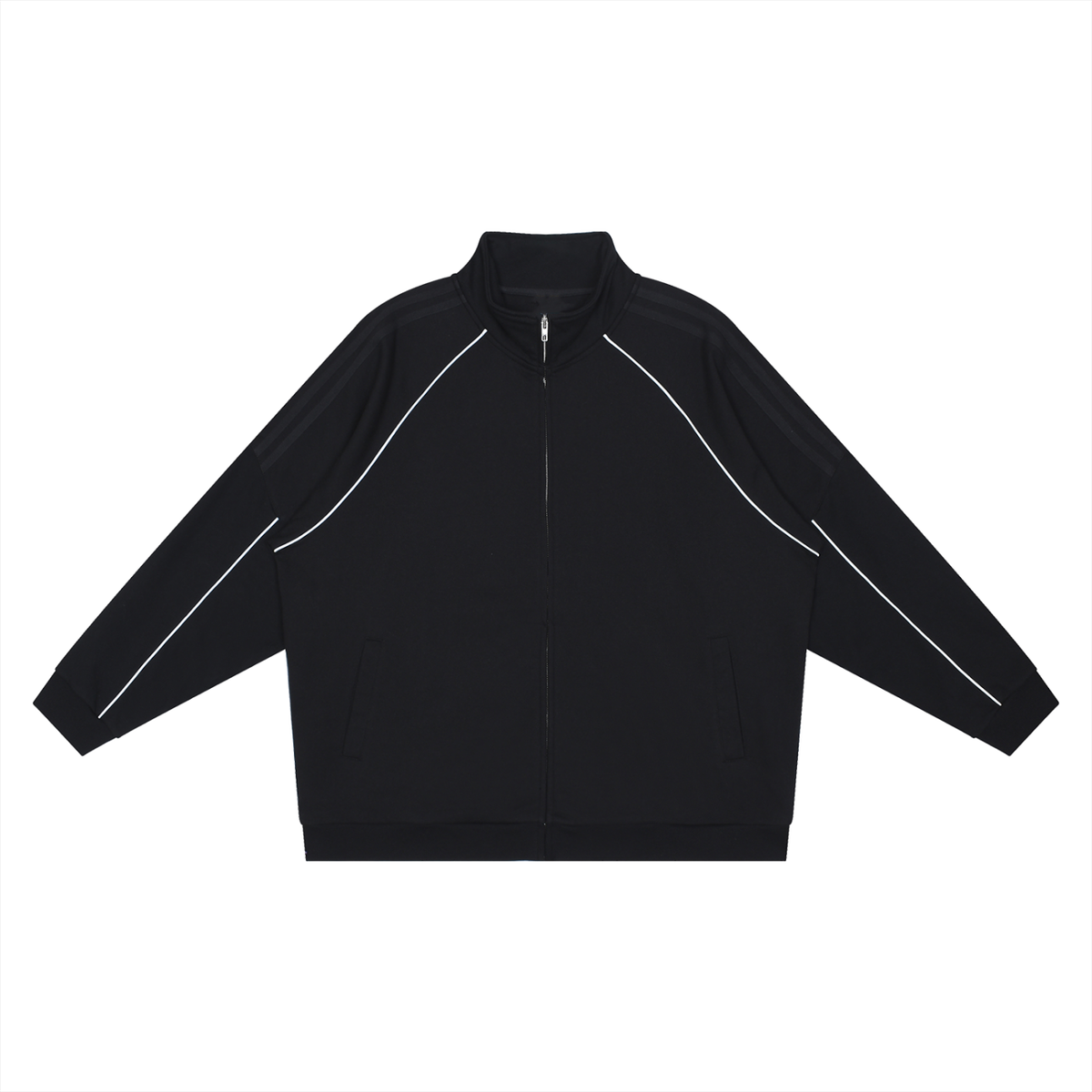 Unisex Reflection Striped Raglan Sleeve Jacket in black