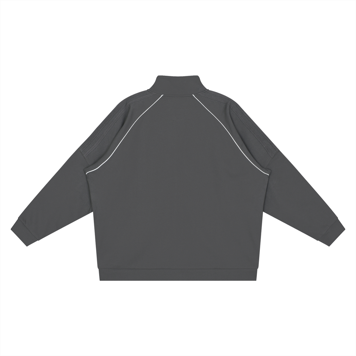 Unisex Reflection Striped Raglan Sleeve Jacket in dark gray, alternate angle