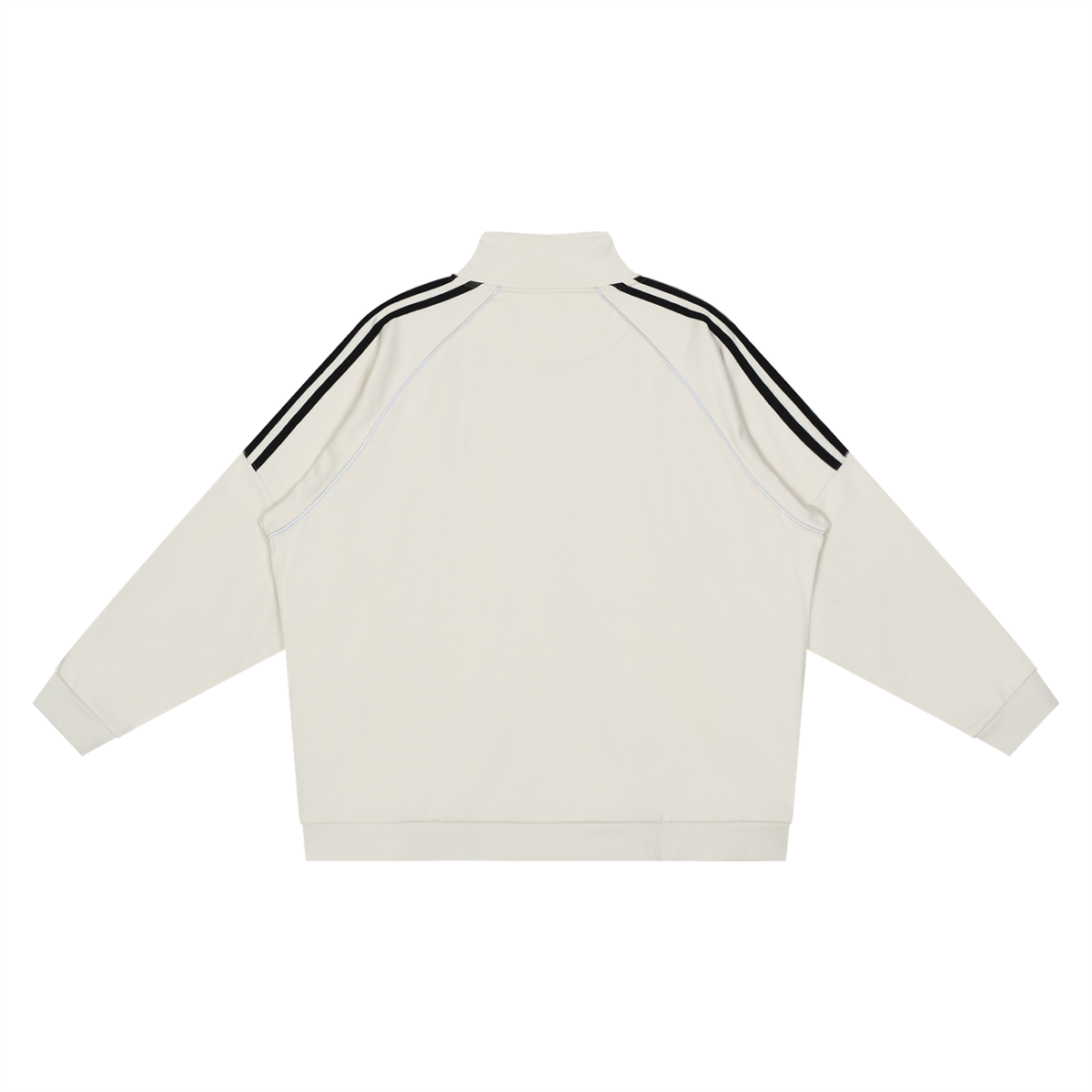 Unisex Reflection Striped Raglan Sleeve Jacket in grayish white, alternate angle