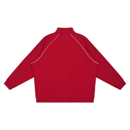 Unisex Reflection Striped Raglan Sleeve Jacket in red, alternate angle