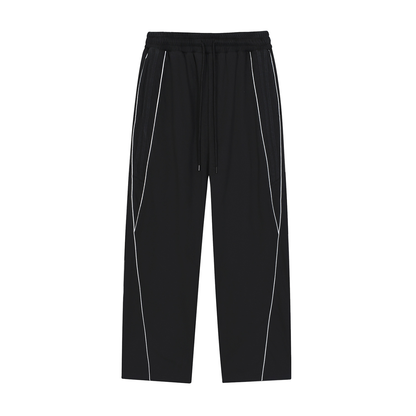 Unisex Reflection Striped Straight-Leg Sweatpants in black