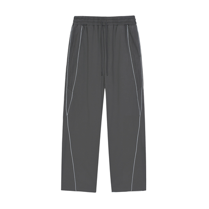 Unisex Reflection Striped Straight-Leg Sweatpants in dark gray