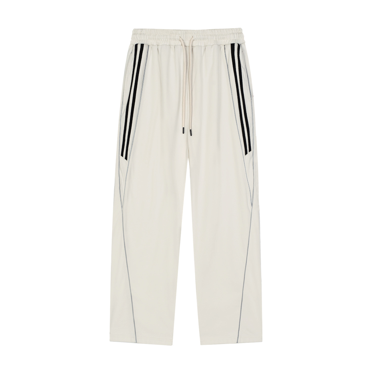 Unisex Reflection Striped Straight-Leg Sweatpants in grayish white