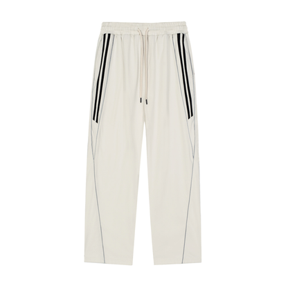Unisex Reflection Striped Straight-Leg Sweatpants in grayish white