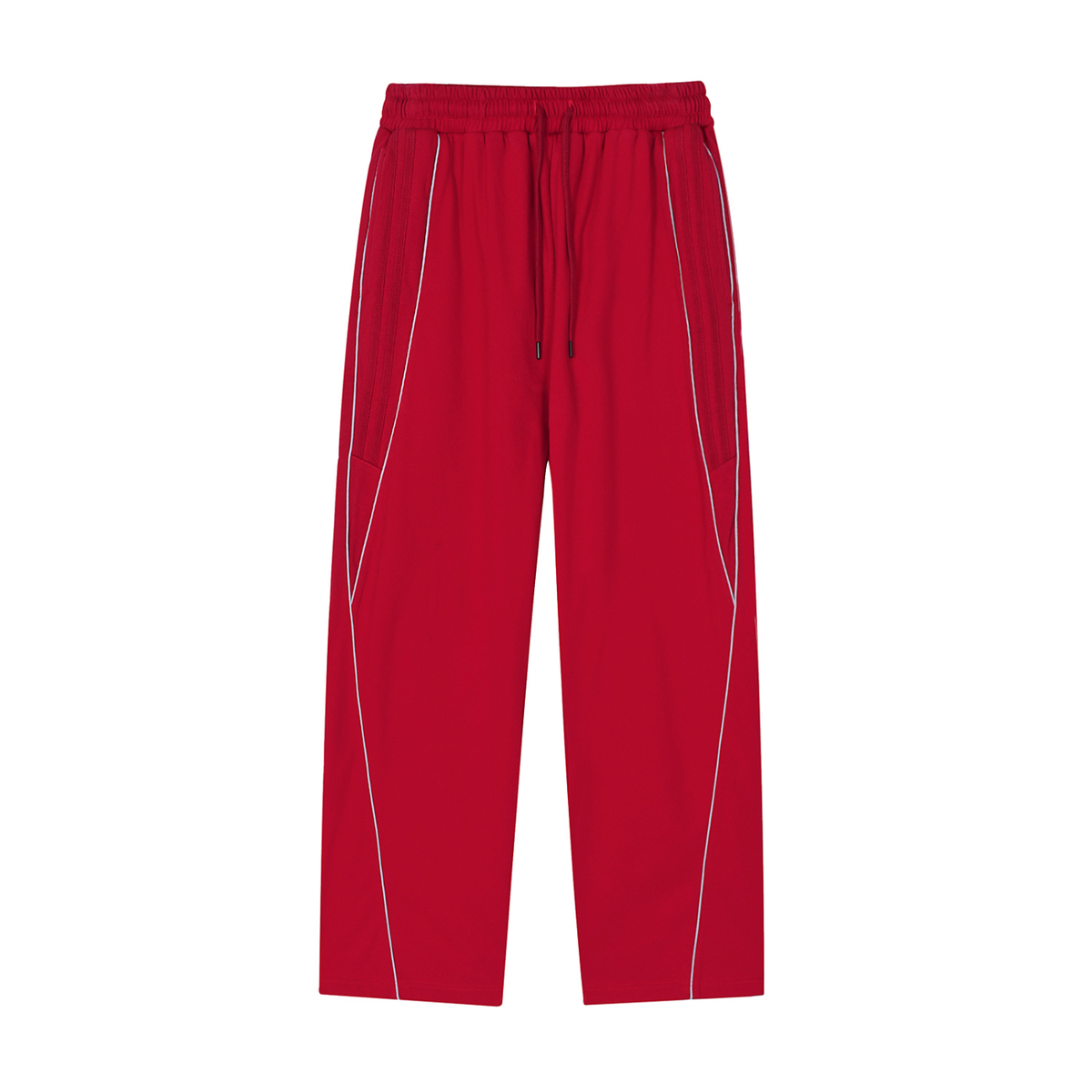 Unisex Reflection Striped Straight-Leg Sweatpants in red