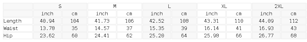 Size chart for the Unisex Reflection Striped Straight-Leg Sweatpants