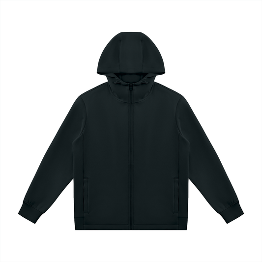 Unisex Regular Fit Full Zip Hoodie in black